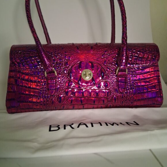 Brahmin Melbourne Collection Dayan Voltage Violet East-West Satchel Bag - Picture 2 of 11